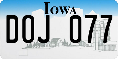 IA license plate DOJ077