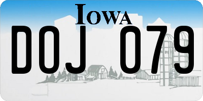 IA license plate DOJ079