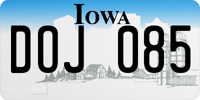 IA license plate DOJ085
