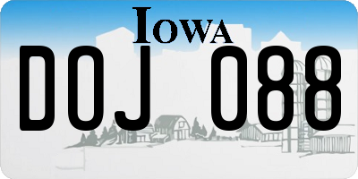 IA license plate DOJ088