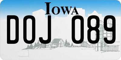 IA license plate DOJ089