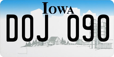 IA license plate DOJ090