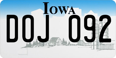 IA license plate DOJ092