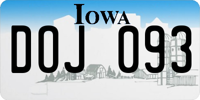 IA license plate DOJ093