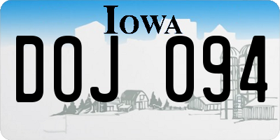 IA license plate DOJ094