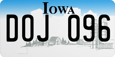 IA license plate DOJ096