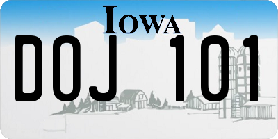 IA license plate DOJ101