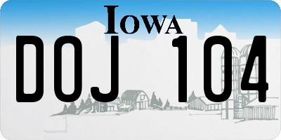 IA license plate DOJ104