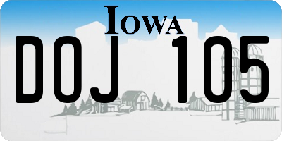 IA license plate DOJ105