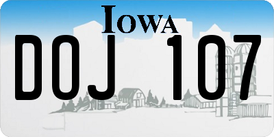 IA license plate DOJ107