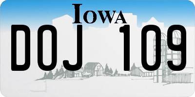 IA license plate DOJ109