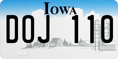 IA license plate DOJ110