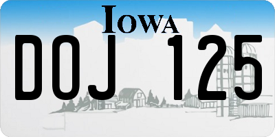 IA license plate DOJ125