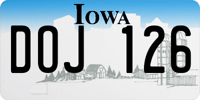 IA license plate DOJ126