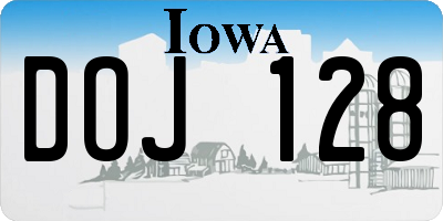 IA license plate DOJ128