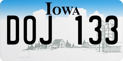 IA license plate DOJ133