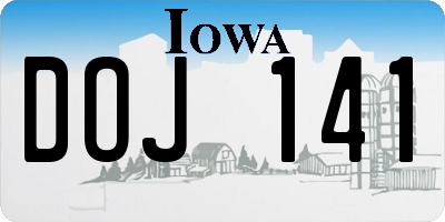 IA license plate DOJ141