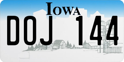 IA license plate DOJ144