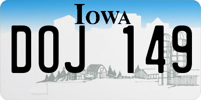 IA license plate DOJ149