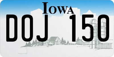 IA license plate DOJ150