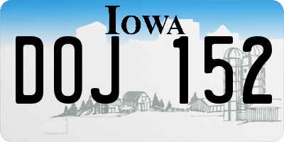 IA license plate DOJ152