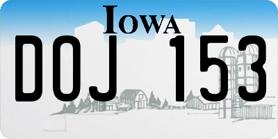 IA license plate DOJ153