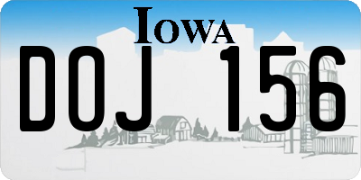 IA license plate DOJ156