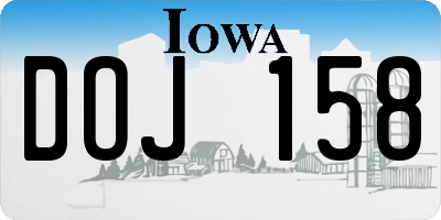 IA license plate DOJ158