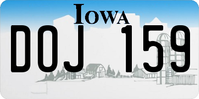 IA license plate DOJ159