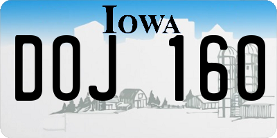 IA license plate DOJ160