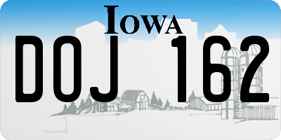 IA license plate DOJ162