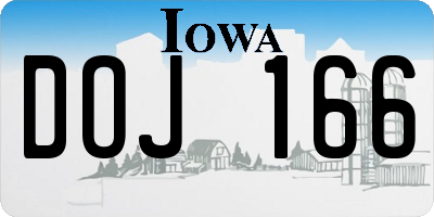 IA license plate DOJ166