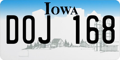 IA license plate DOJ168