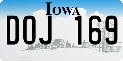 IA license plate DOJ169