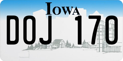 IA license plate DOJ170