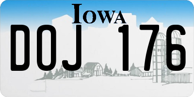 IA license plate DOJ176