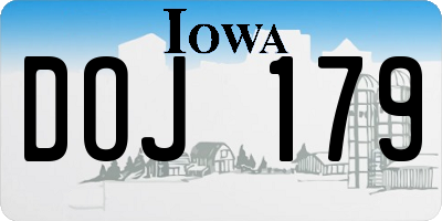 IA license plate DOJ179