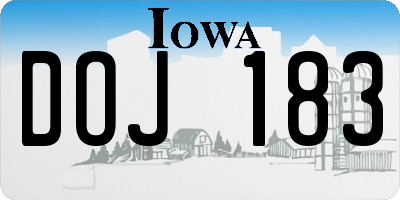 IA license plate DOJ183
