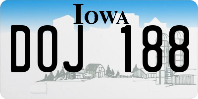 IA license plate DOJ188