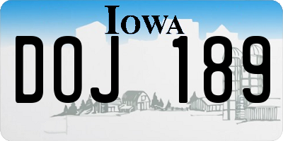 IA license plate DOJ189