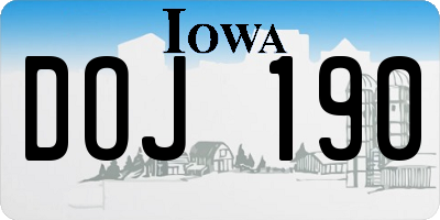 IA license plate DOJ190