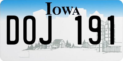 IA license plate DOJ191