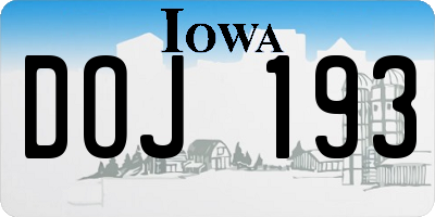 IA license plate DOJ193