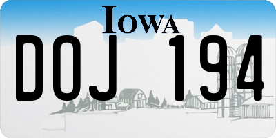IA license plate DOJ194