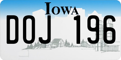 IA license plate DOJ196