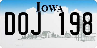 IA license plate DOJ198