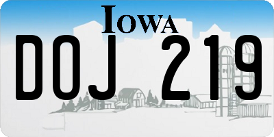 IA license plate DOJ219