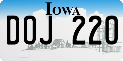 IA license plate DOJ220