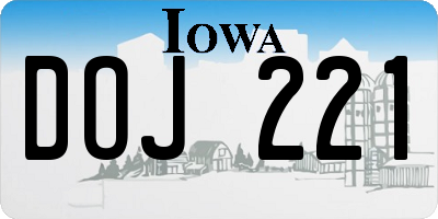 IA license plate DOJ221
