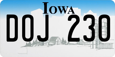 IA license plate DOJ230